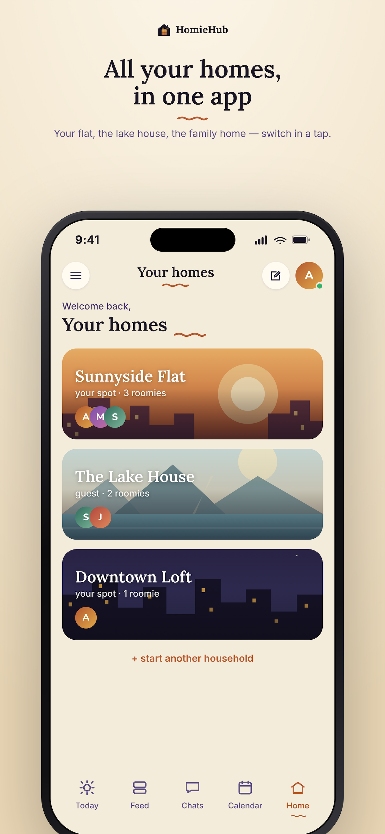 HomieHub, all your homes in one app